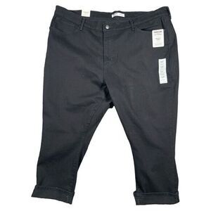 Signature Levi Strauss Plus MidRise Black Stretch Capri Jeans Sz 24‎ W37 NWT